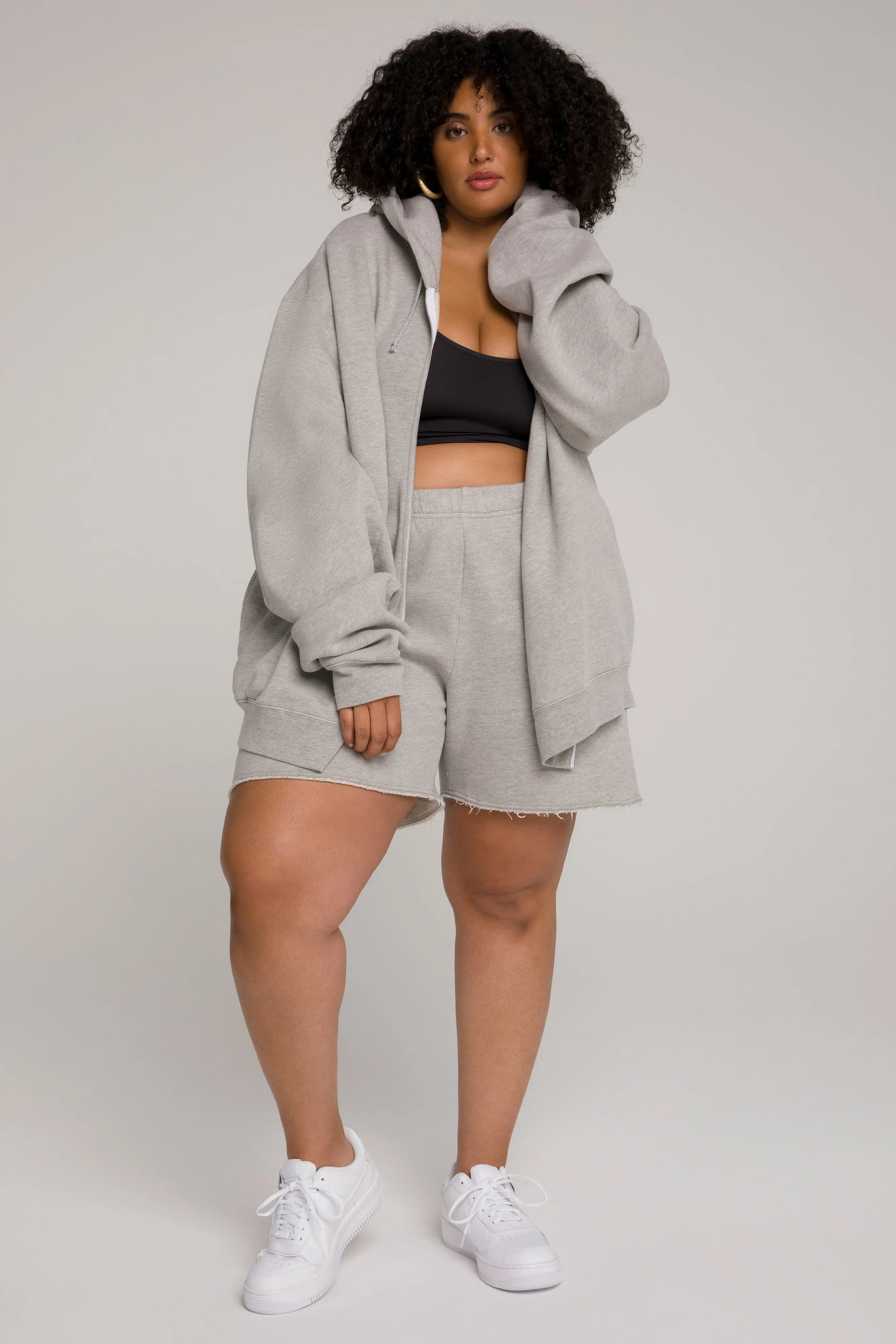 BOYFRIEND ZIP HOODIE | HEATHER GREY001