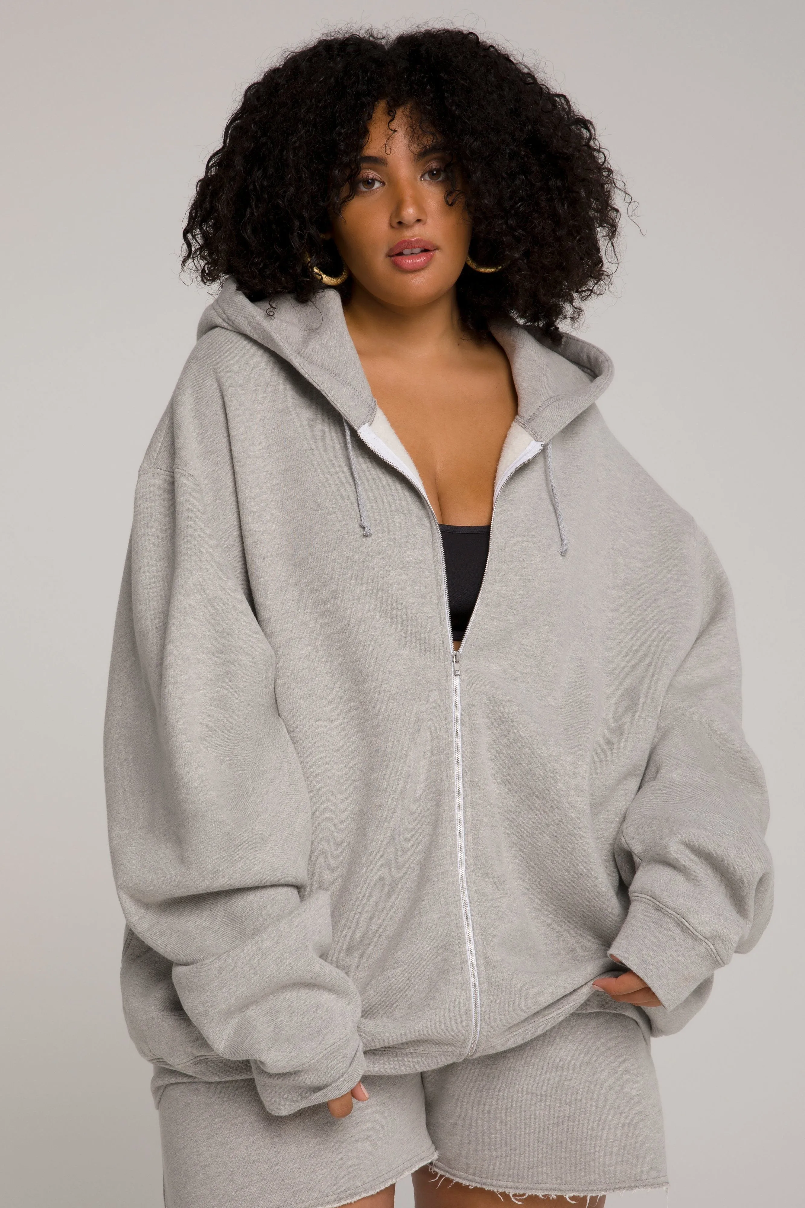 BOYFRIEND ZIP HOODIE | HEATHER GREY001