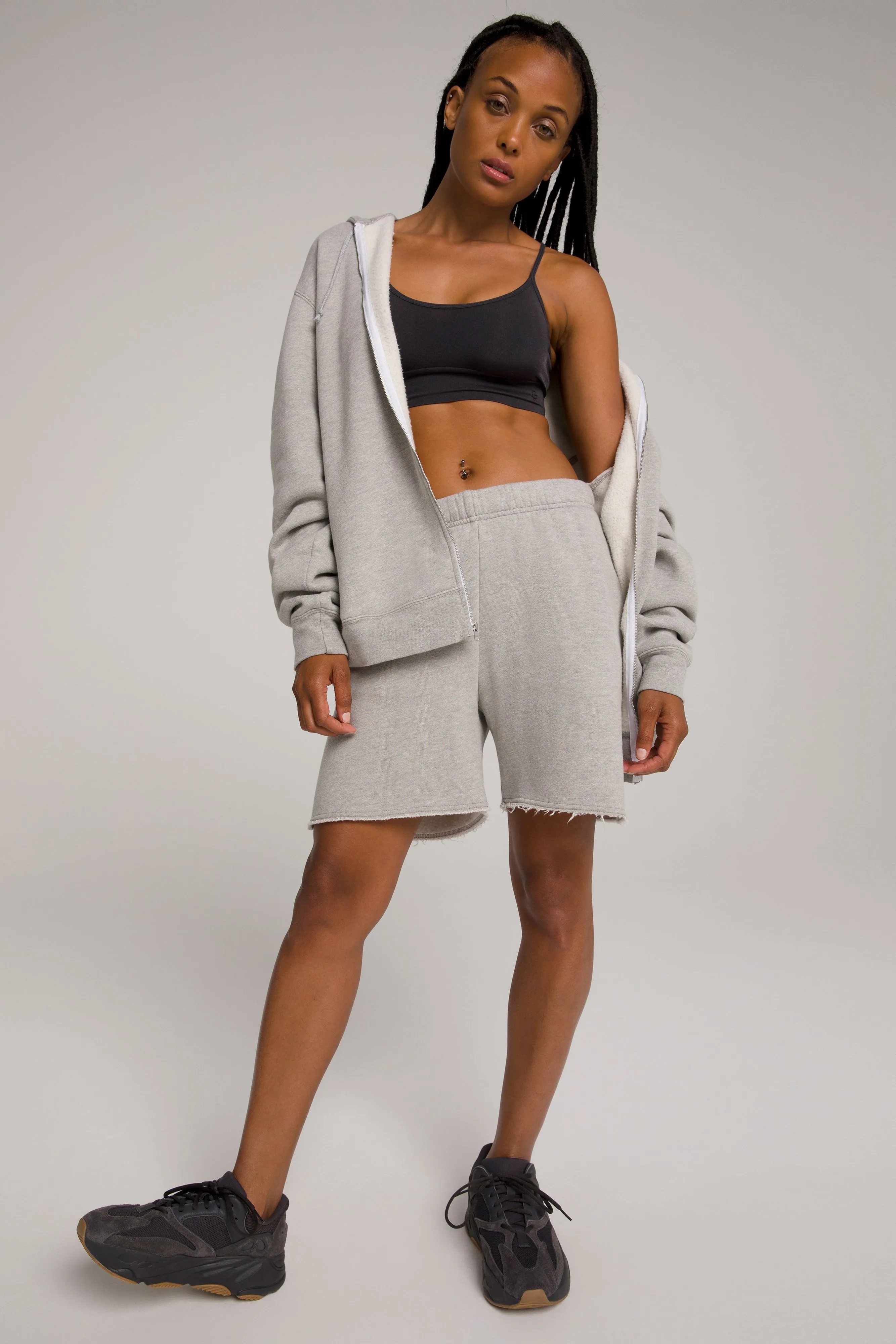 BOYFRIEND ZIP HOODIE | HEATHER GREY001