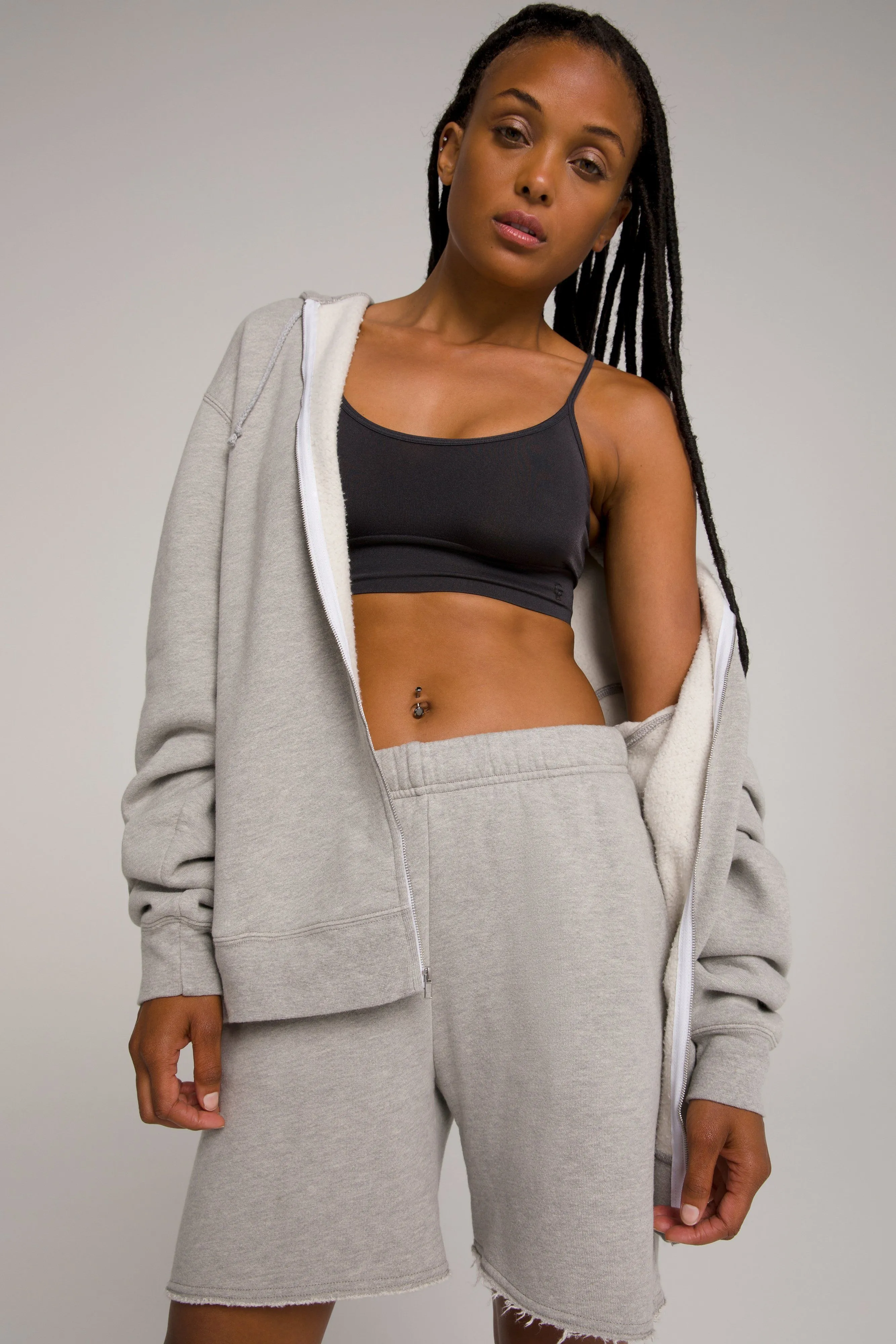 BOYFRIEND ZIP HOODIE | HEATHER GREY001