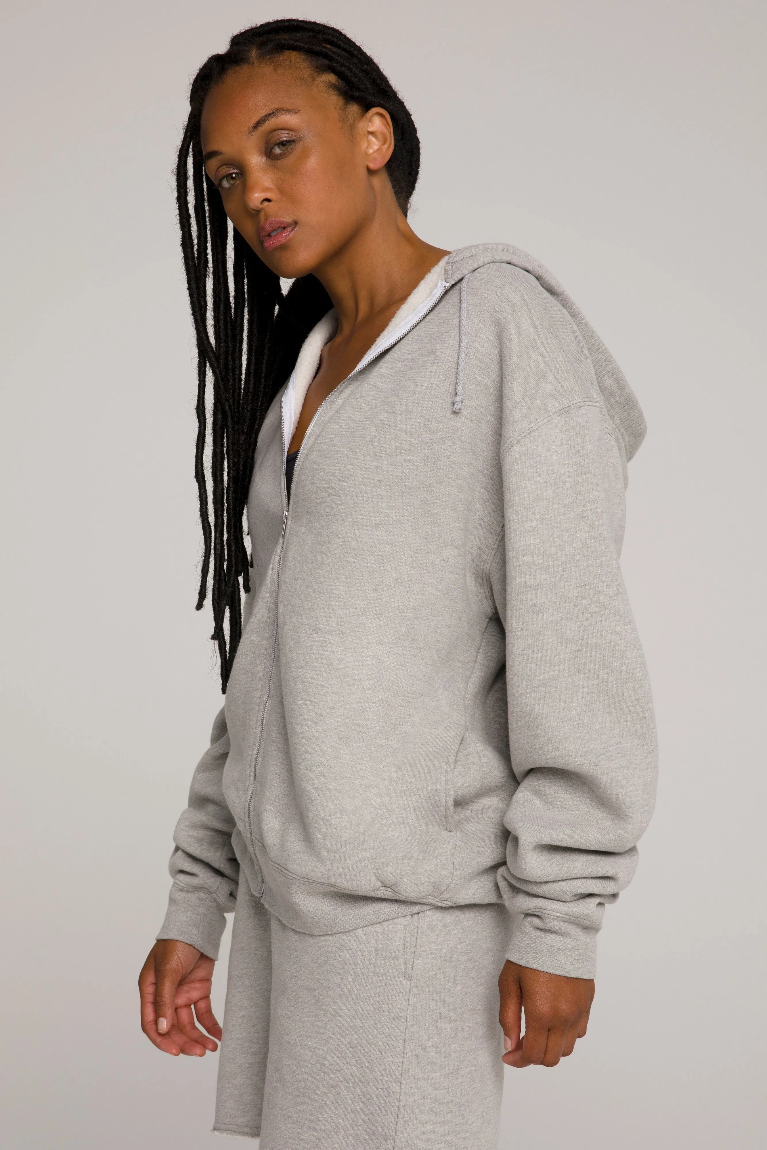 BOYFRIEND ZIP HOODIE | HEATHER GREY001