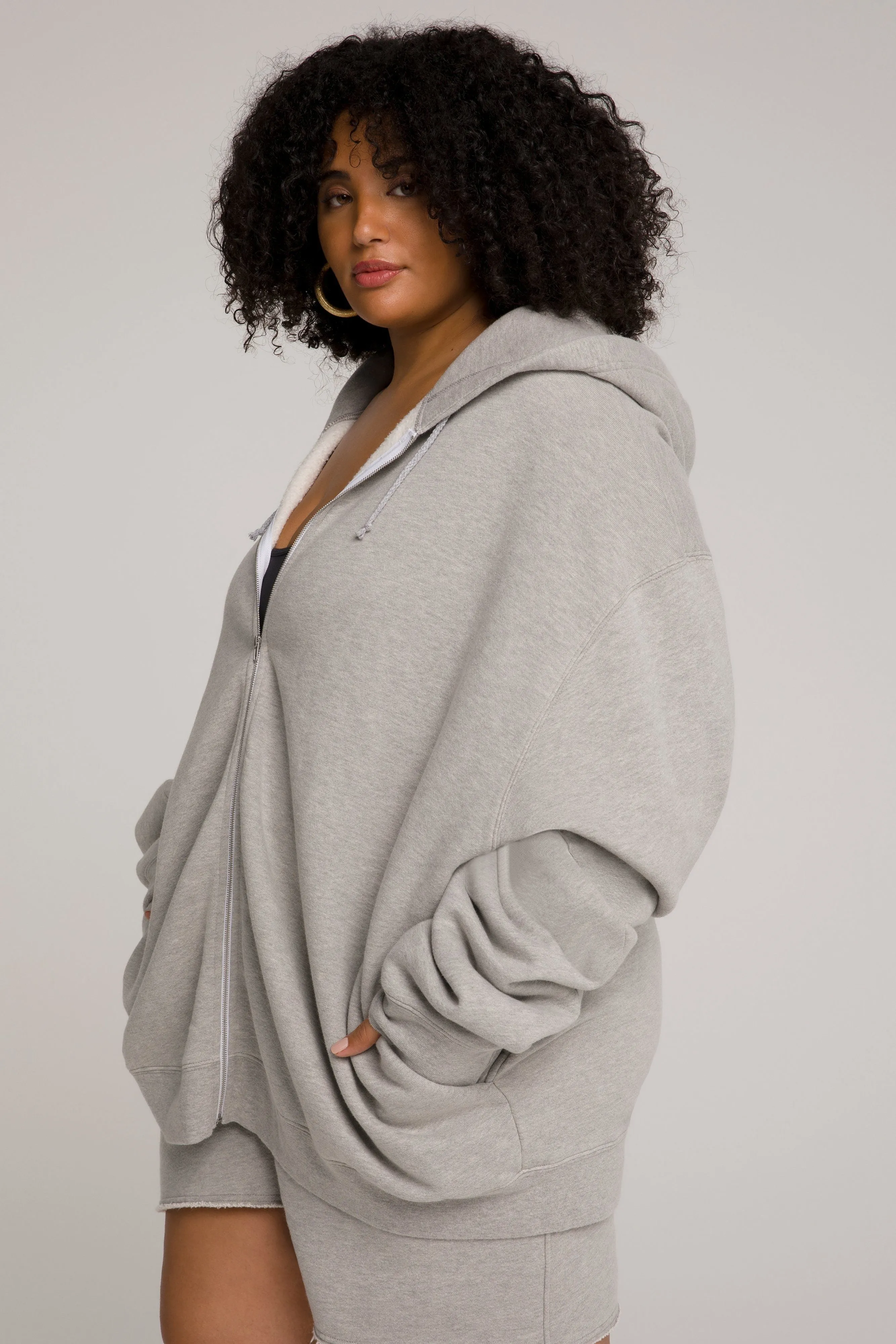 BOYFRIEND ZIP HOODIE | HEATHER GREY001