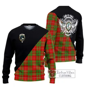 Burnett Tartan Ugly Sweater with Family Crest and Military Logo Style