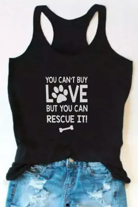 Cant Buy But Can Rescue Print Black Tank Top