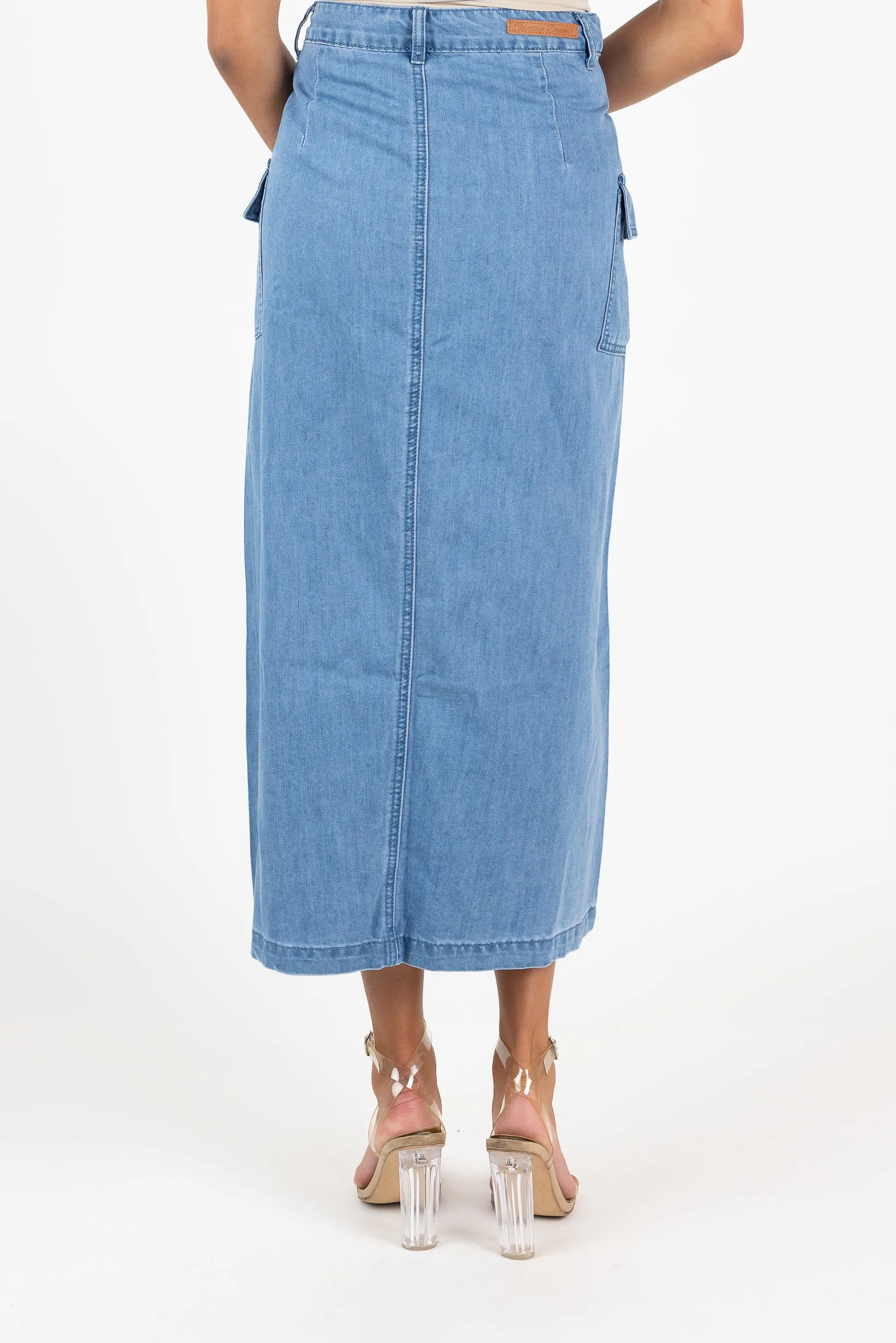 Cargo Denim Maxi Skirt