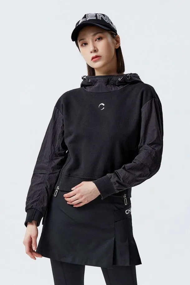 [CHALLENGER] Woven Pocket Crop Hoodie Pullover(Women)_CHA4WTS0202BK