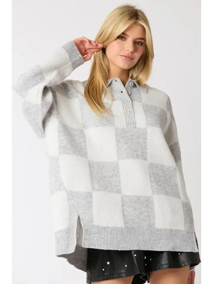 Check Mate Collared Sweater