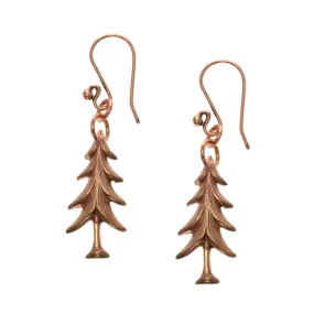 Christmas Tree Charm Copper Dangle Earrings