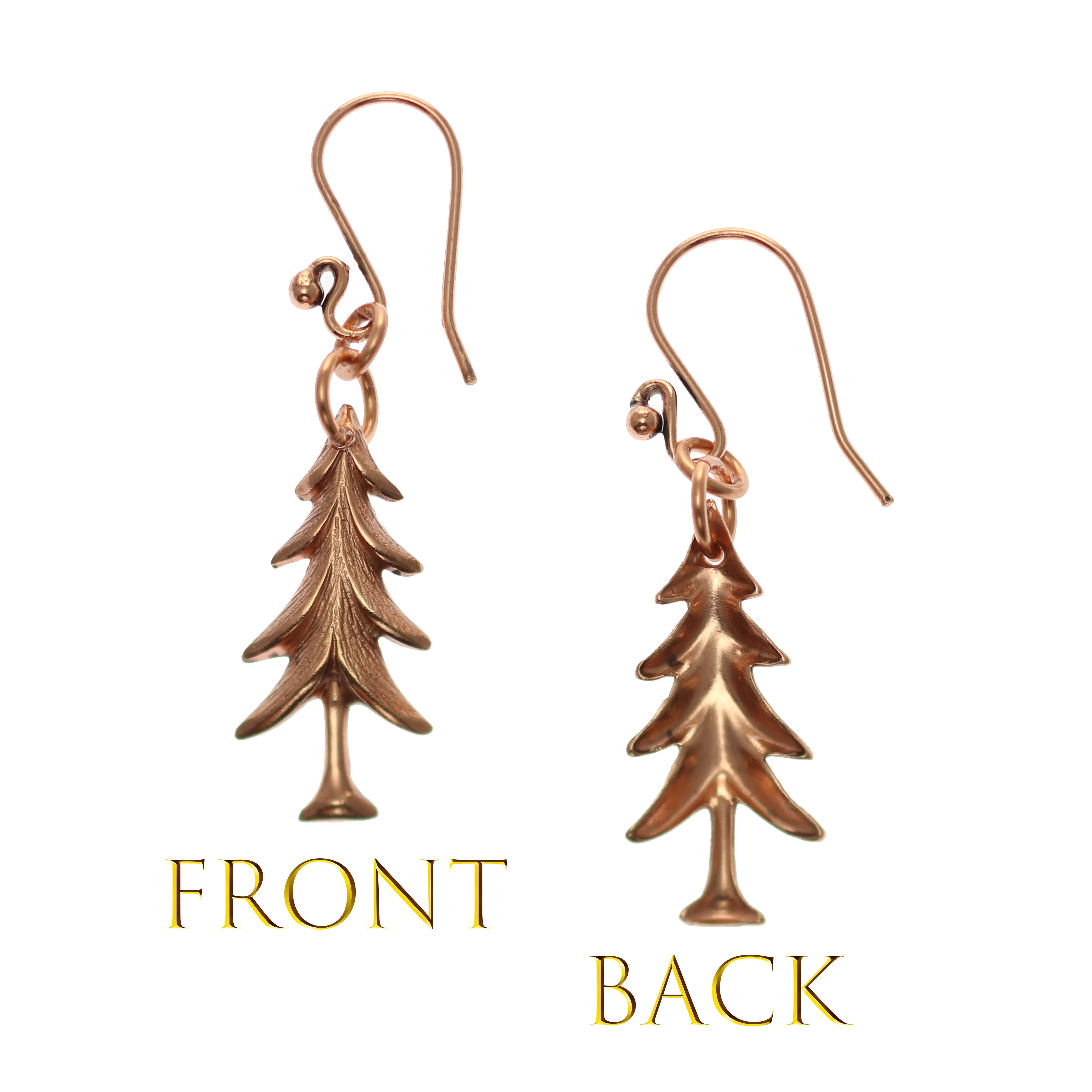 Christmas Tree Charm Copper Dangle Earrings