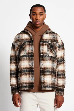 Chrysl Boxy Check Shacket - Chocolate