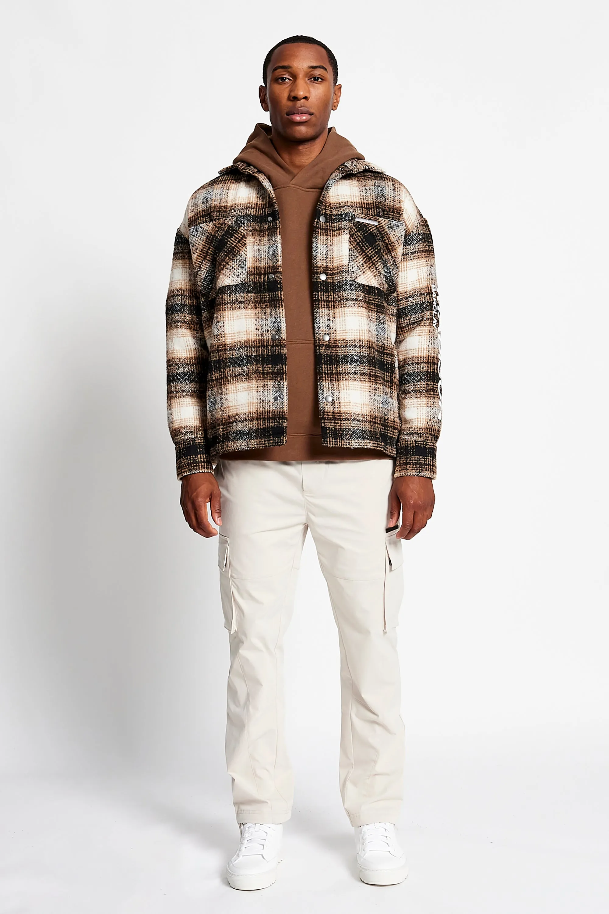 Chrysl Boxy Check Shacket - Chocolate