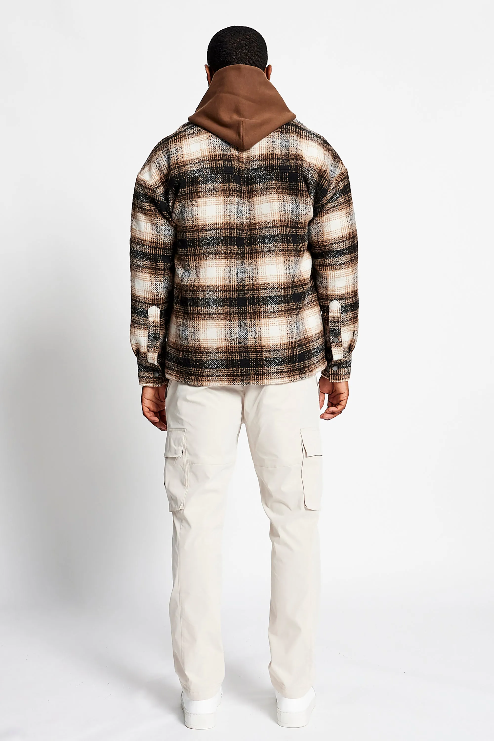 Chrysl Boxy Check Shacket - Chocolate