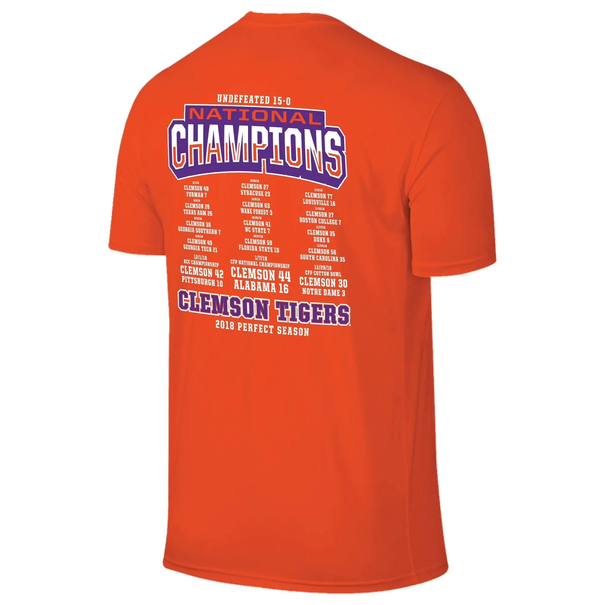 Clemson Tigers 2018-2019 CFP National Champions Perfect Season 15-0 T-Shirt