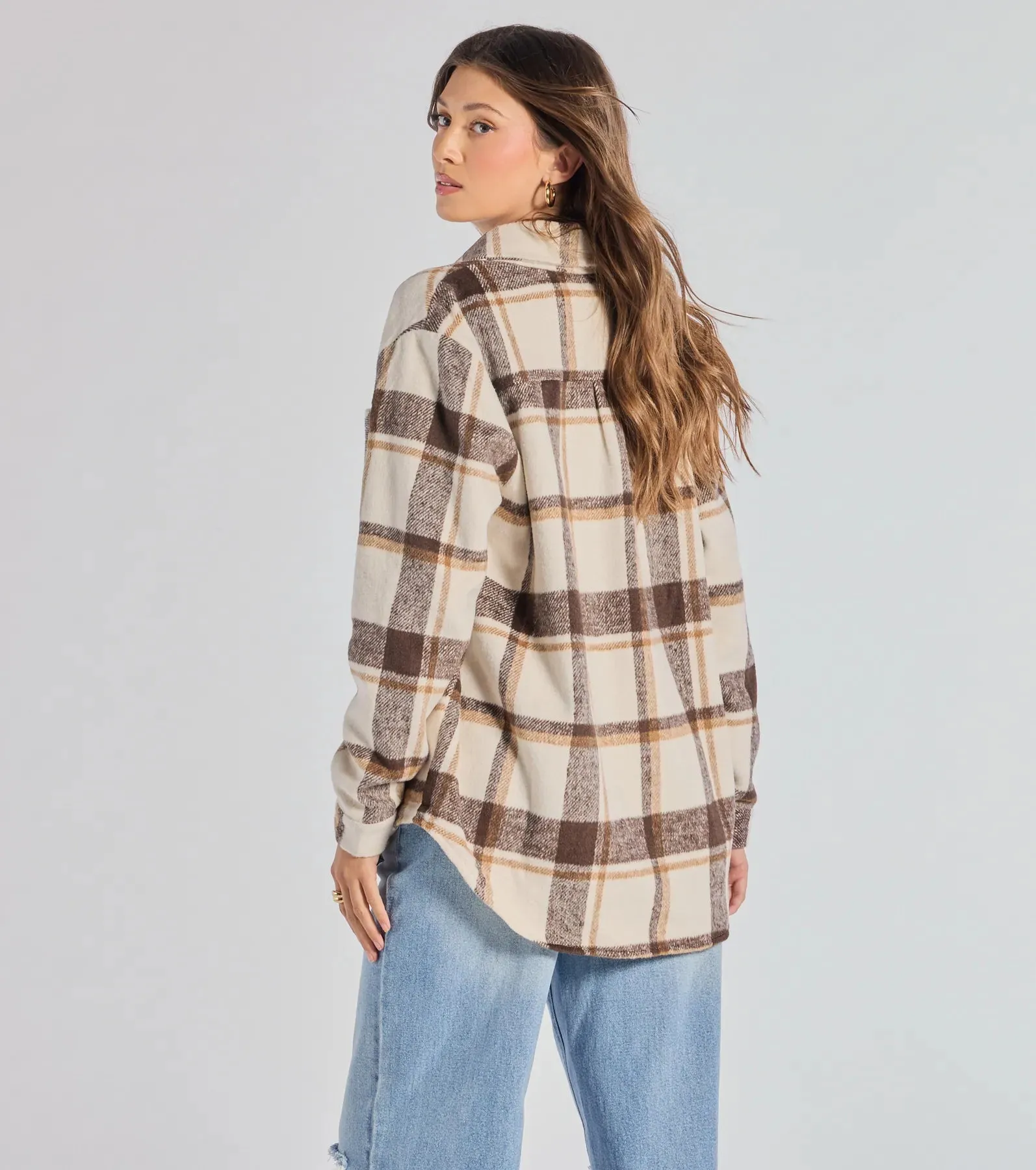 Comfy Trend Plaid Woven Oversized Shacket