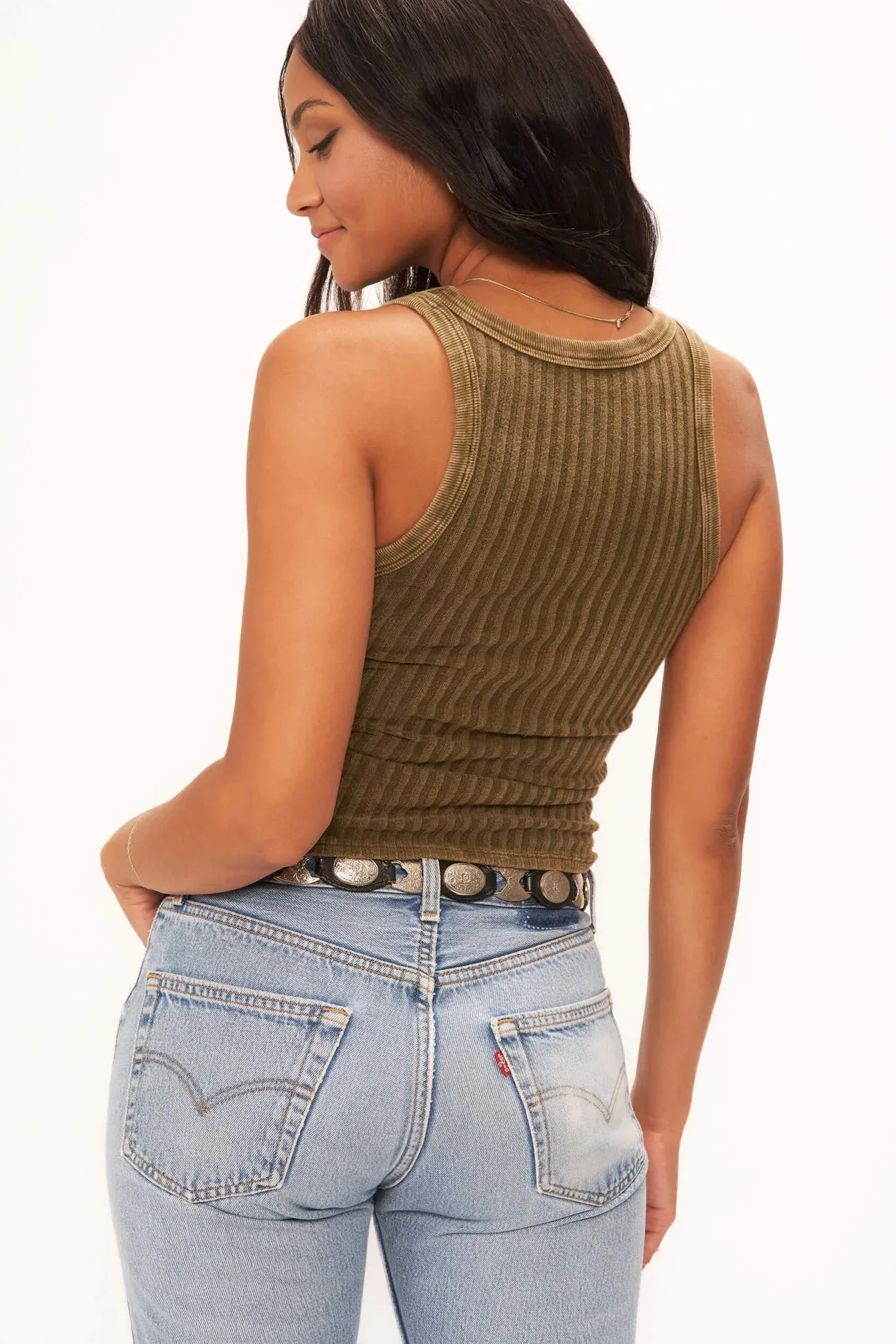 Cooper Sweater Rib Tank - Alpine Moss