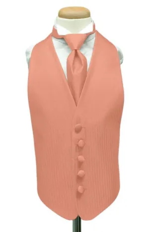 Coral Herringbone Kids Tuxedo Vest