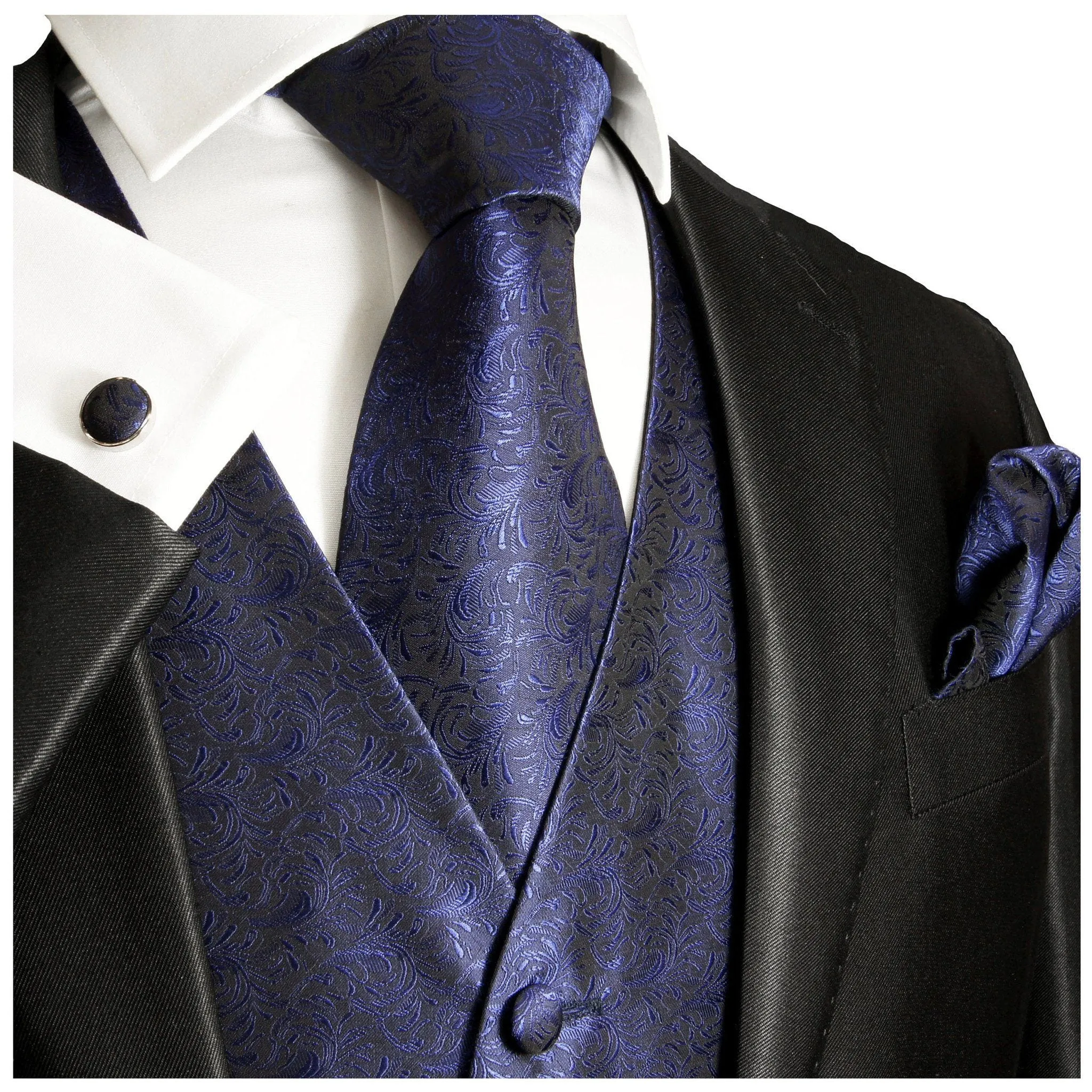 Deep Ultramarine Paisley Tuxedo Vest Set