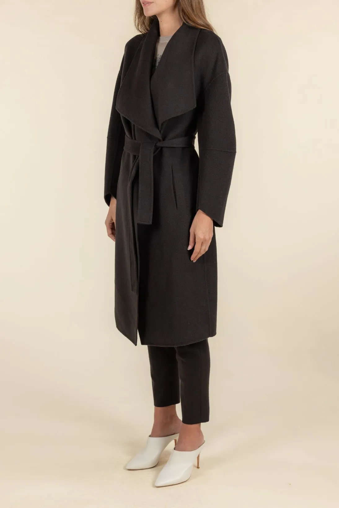 DRAPE FRONT COAT