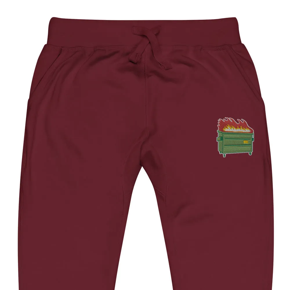 Dumpster Fire Embroidered Fleece Sweatpants