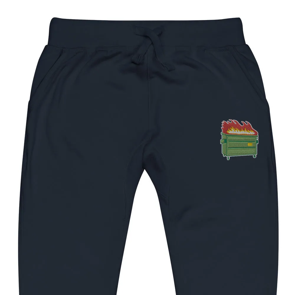 Dumpster Fire Embroidered Fleece Sweatpants