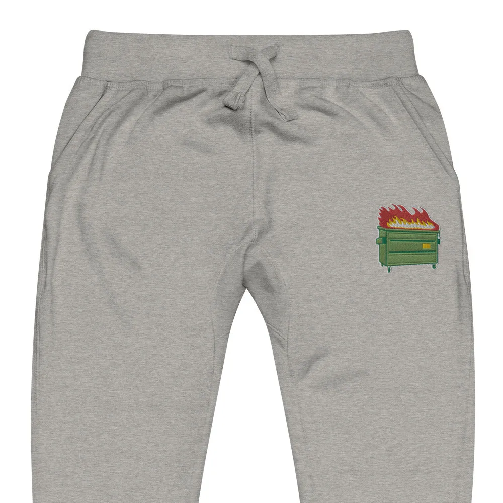 Dumpster Fire Embroidered Fleece Sweatpants