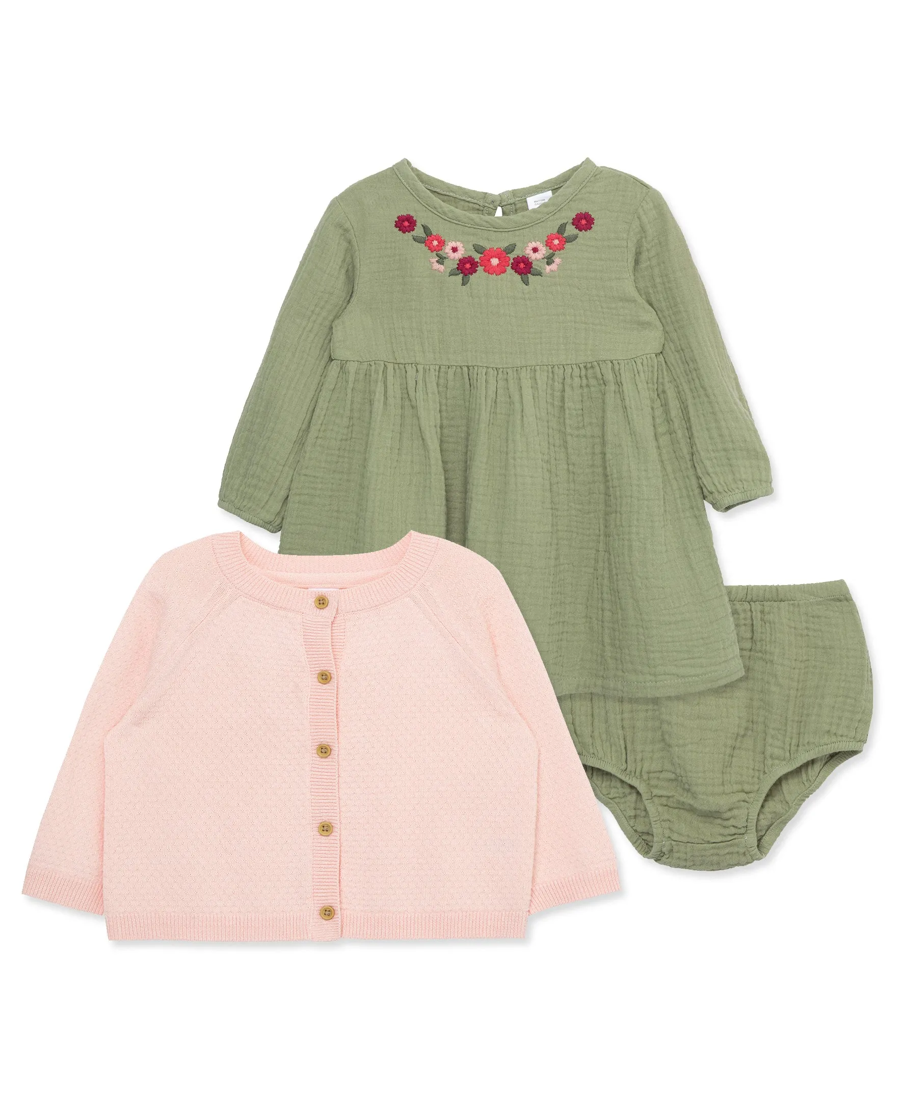 Embroidered Dress & Sweater Set (2T-4T)