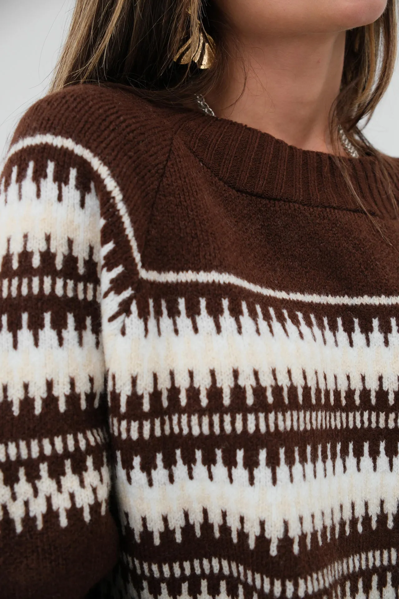 Embroidered Geometric Pattern Oversize Sweater