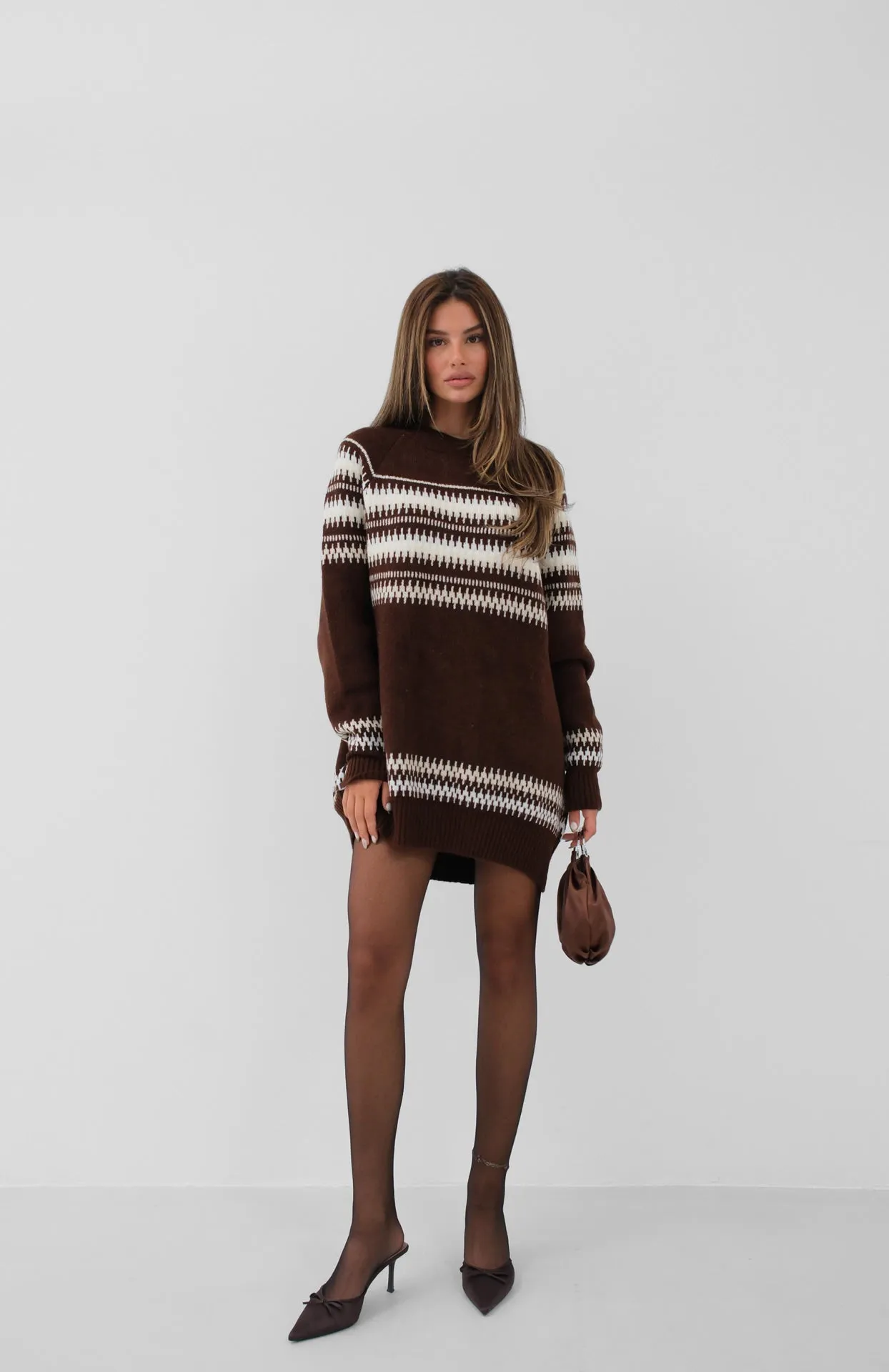 Embroidered Geometric Pattern Oversize Sweater