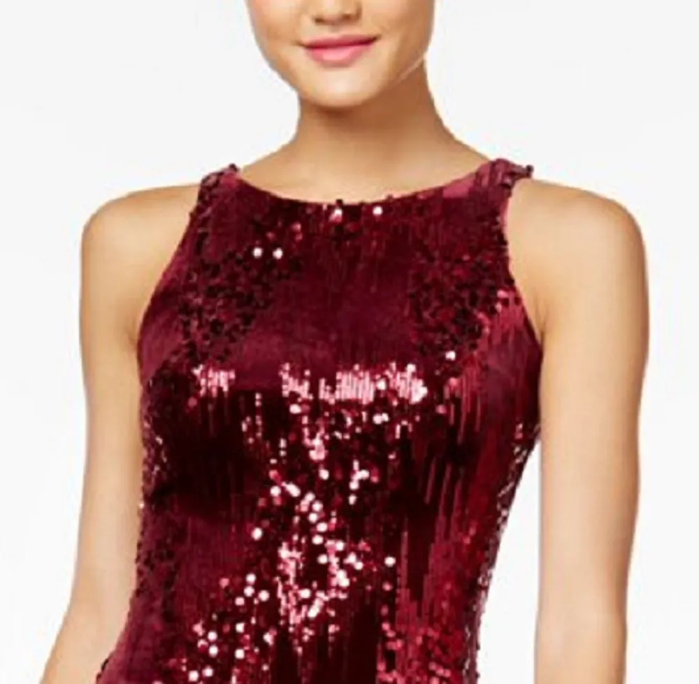 Emerald Sundae Juniors' Sequined Velvet Bodycon Dress Purple Size X-Small