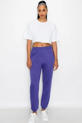 Essential Fleece Sweatpants - Purple