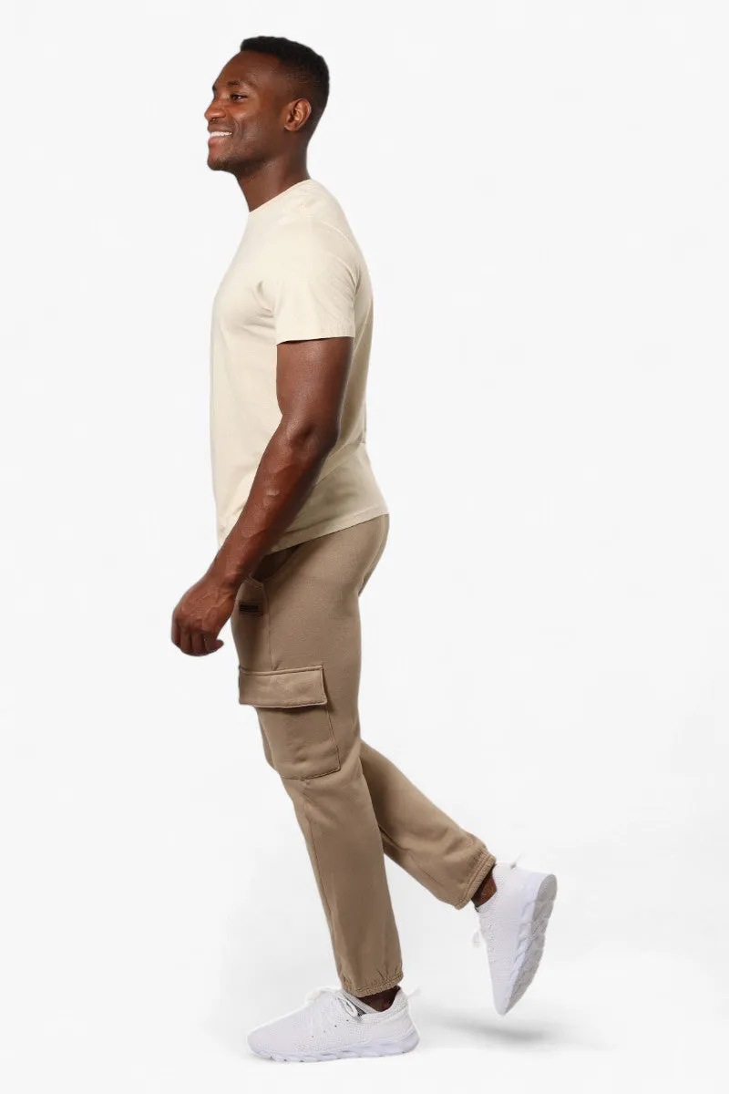 Essentials Solid Tie Waist Cargo Joggers - Beige