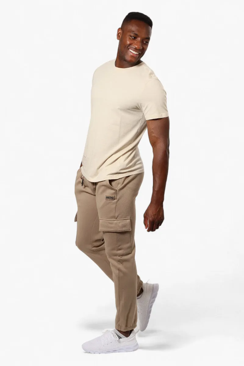 Essentials Solid Tie Waist Cargo Joggers - Beige