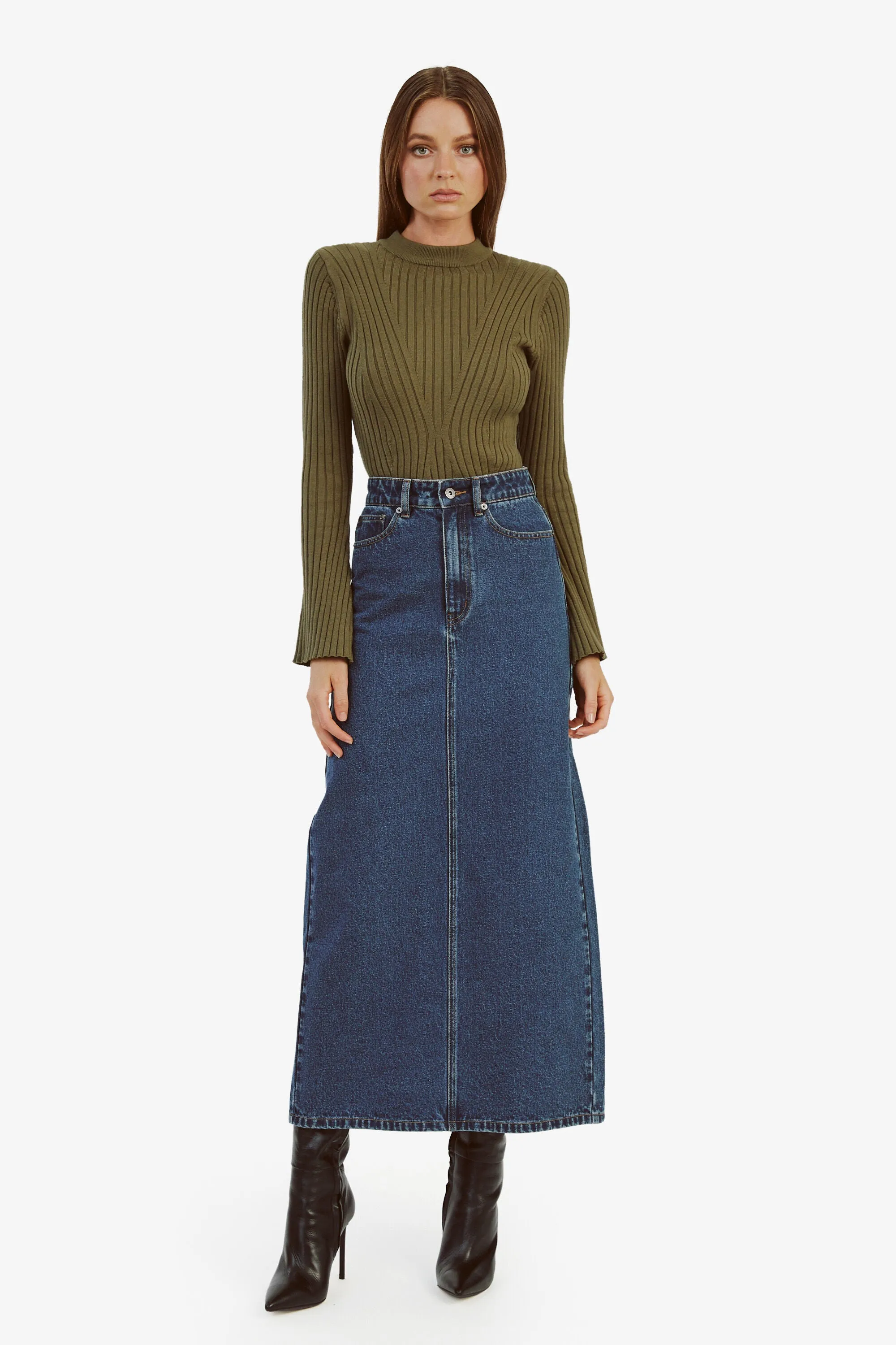 Evianna Denim Maxi Skirt