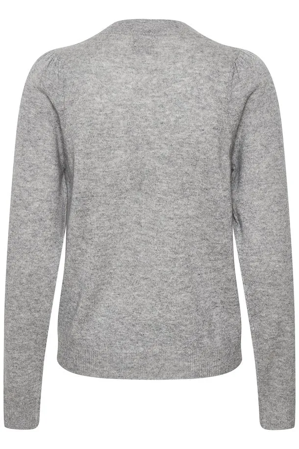 Evina Puff Shoulder Cashmere Sweater Grey