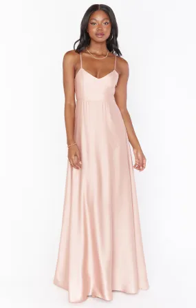 Faith Maxi Dress ~ Rose Gold Luxe Satin