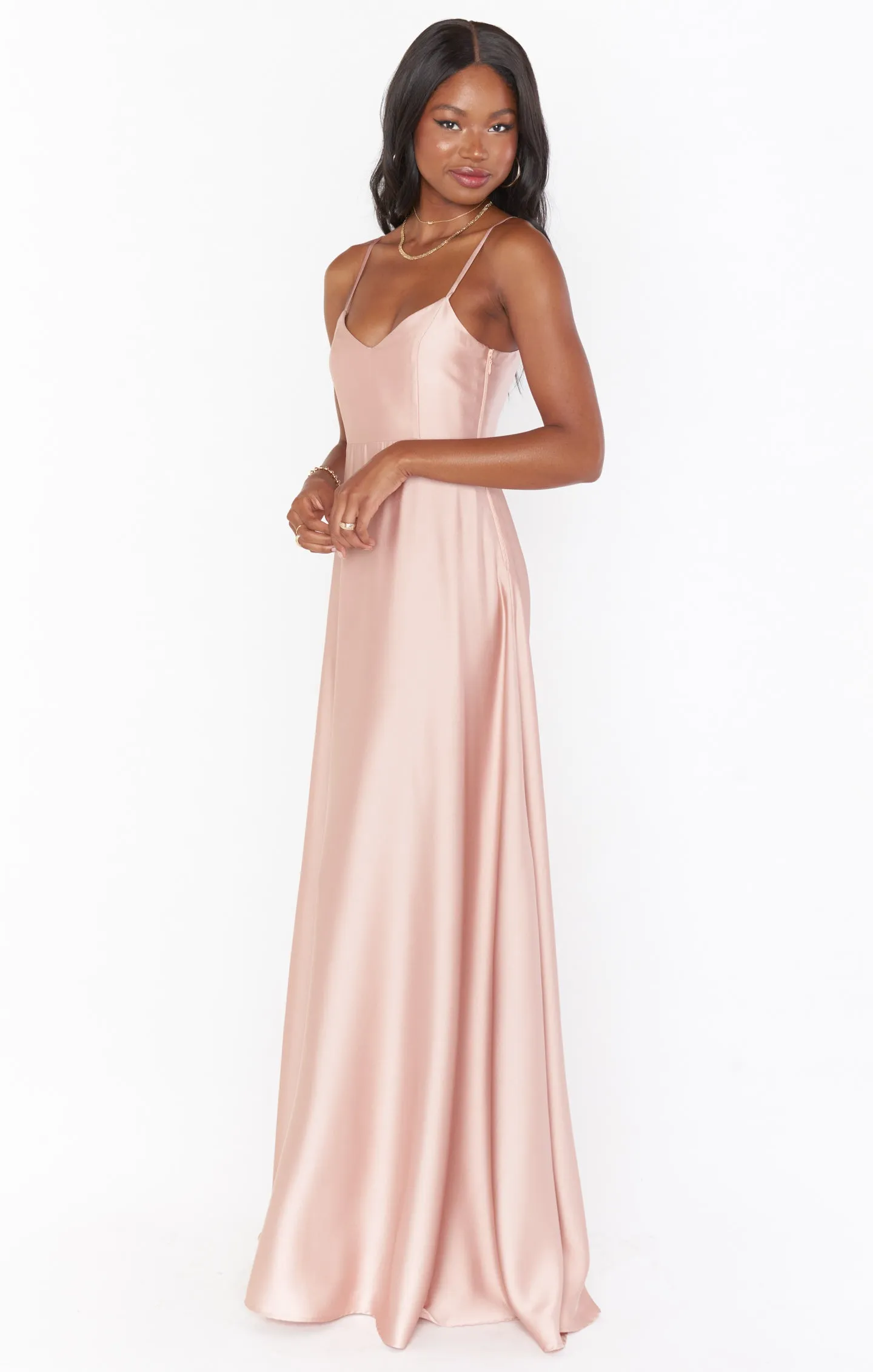 Faith Maxi Dress ~ Rose Gold Luxe Satin