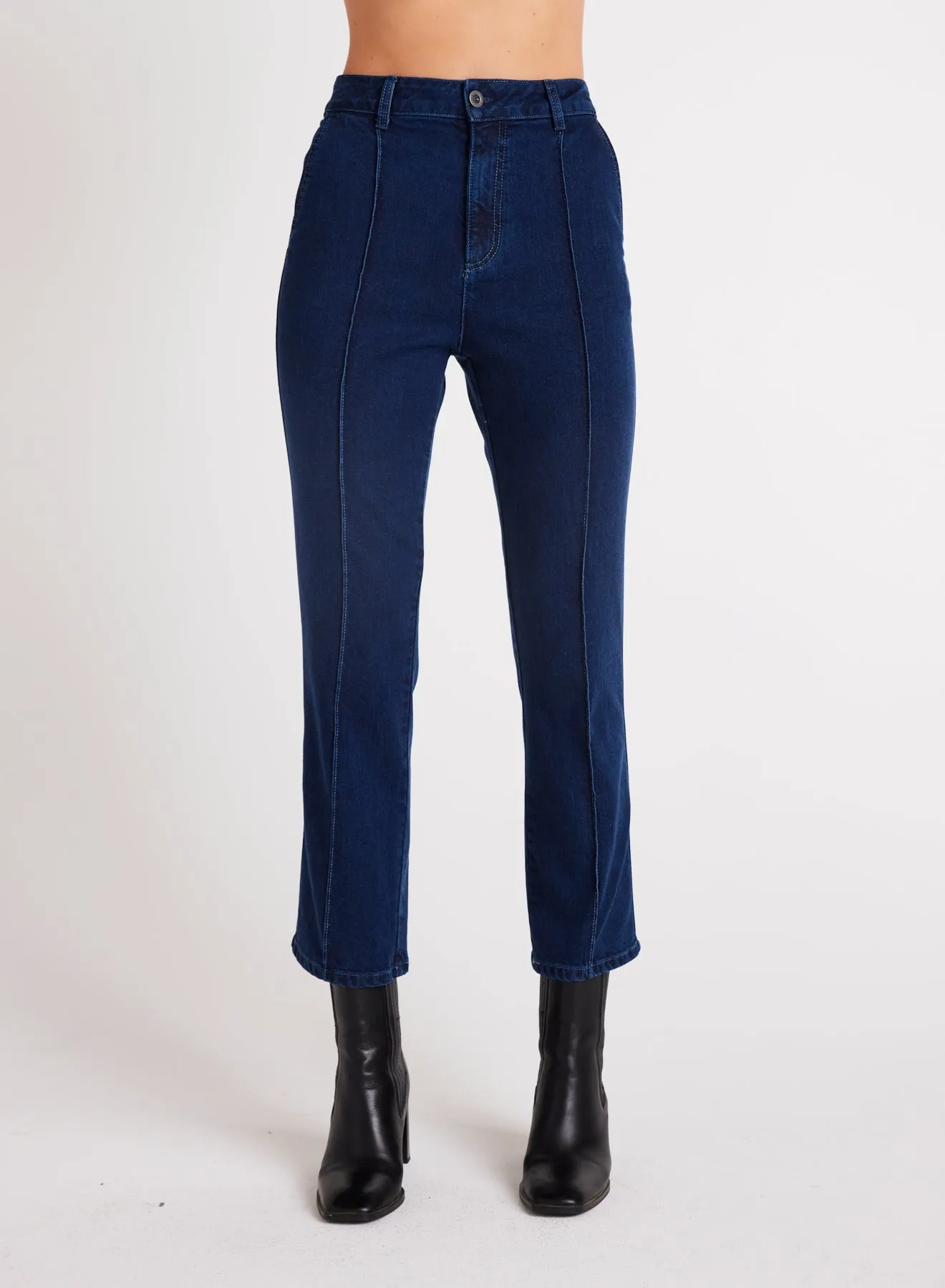 Fiona Pintuck Straight Crop - Indigo Twilight Wash