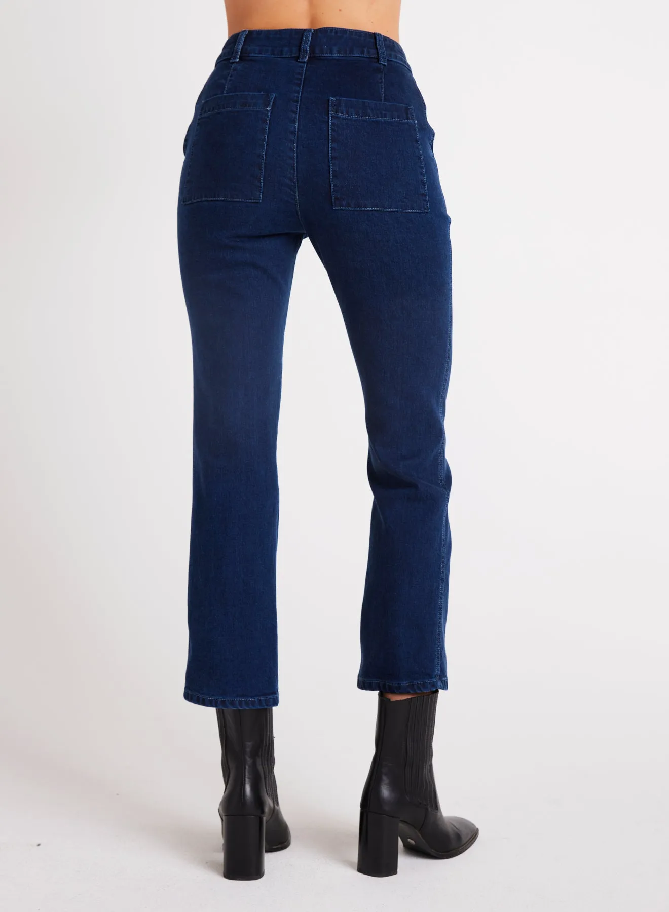 Fiona Pintuck Straight Crop - Indigo Twilight Wash