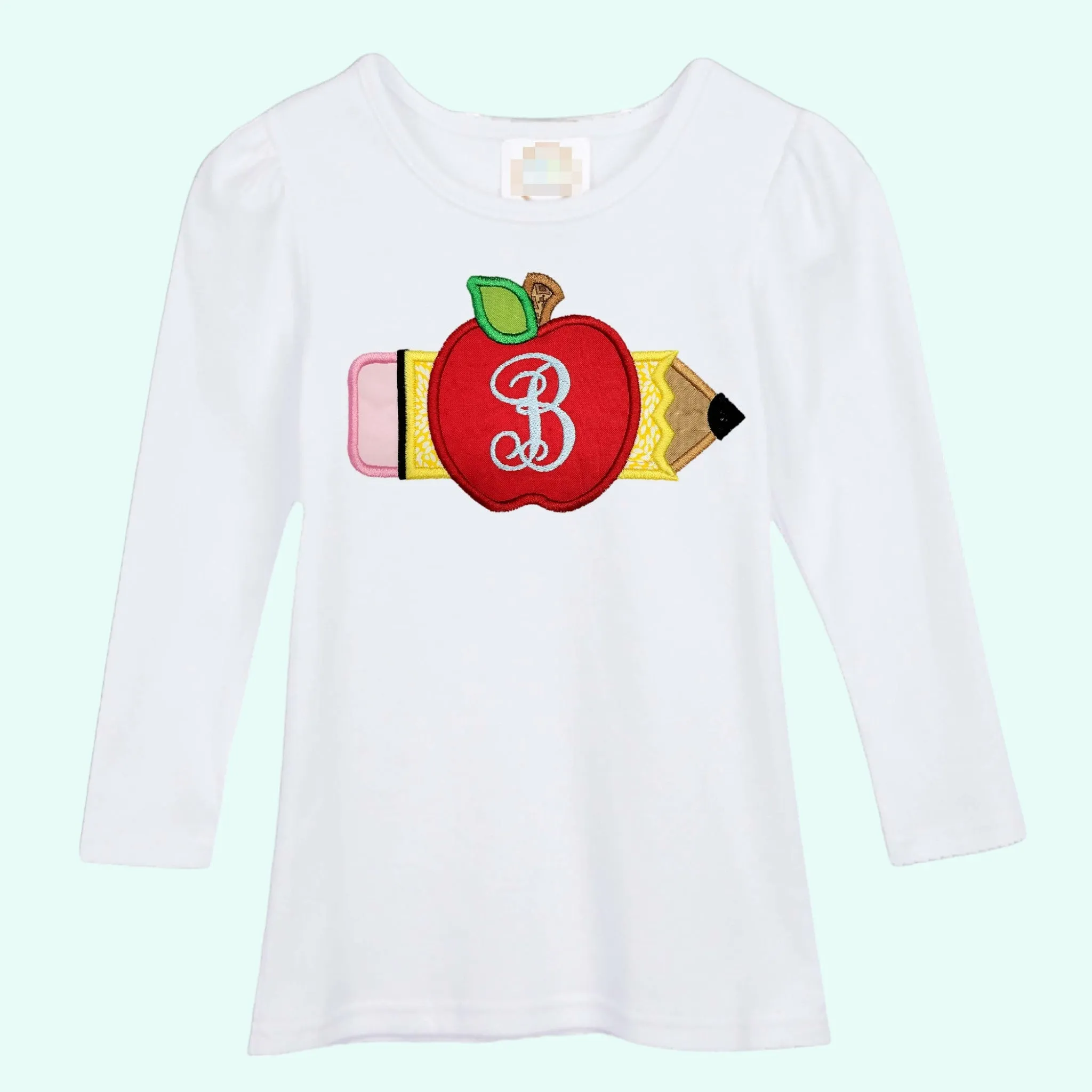 First day of kindergarten shirt | Pencil Monogram Shirt | First Day of Class embroidered T-Shirt