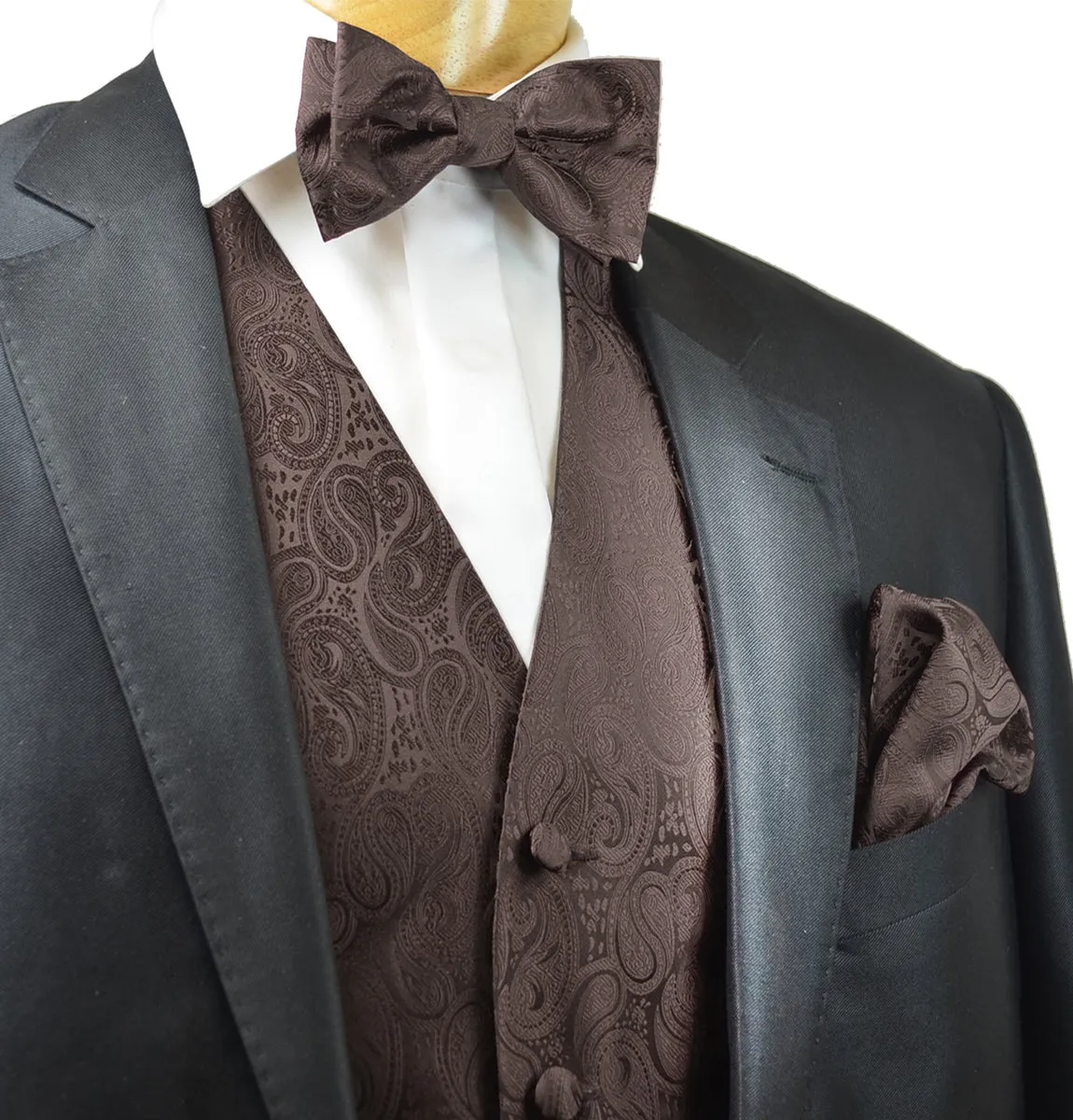 Formal Toffee Brown Paisley Tuxedo Vest Set