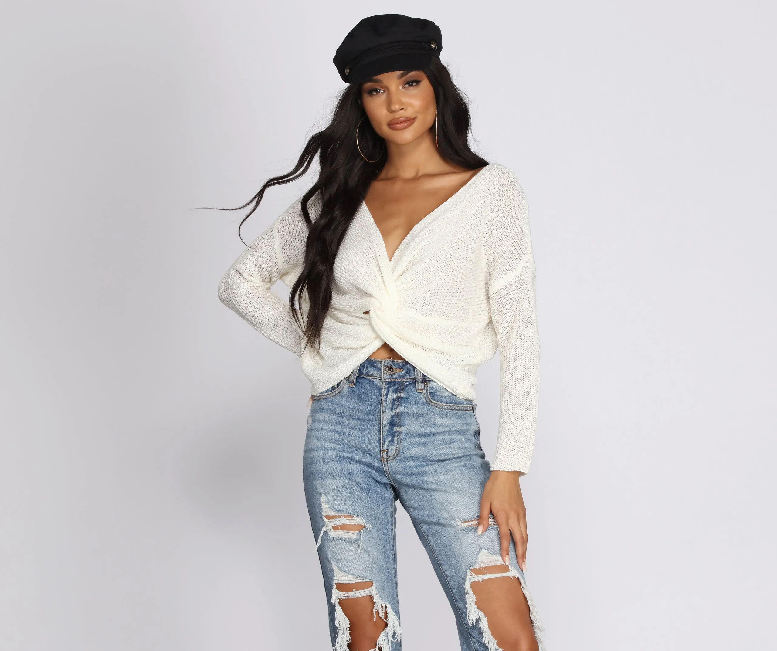 Get Twisted V-Neck Sweater