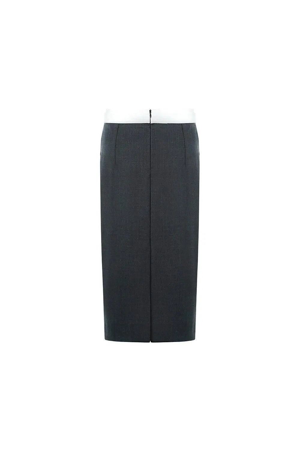 Glasgow Pencil Back Slit Polycotton Midi Skirt