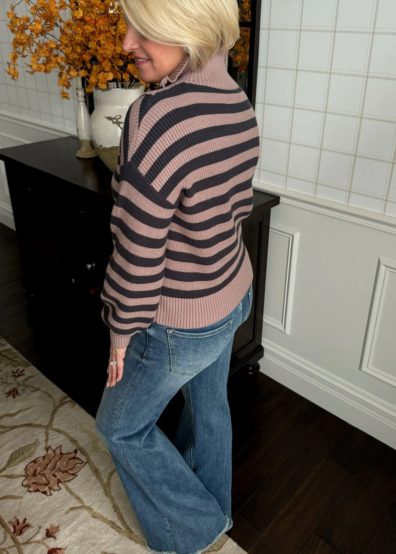 Half-Zip Stripe Sweater