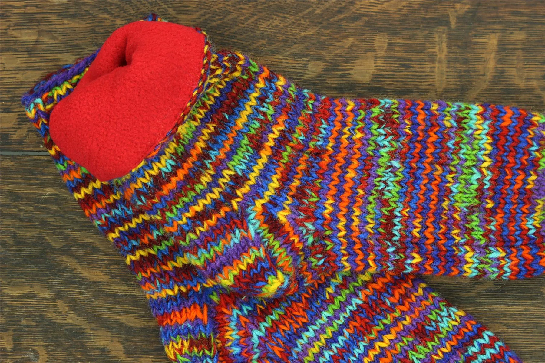 Hand Knitted Wool Ankle Socks - SD Rainbow