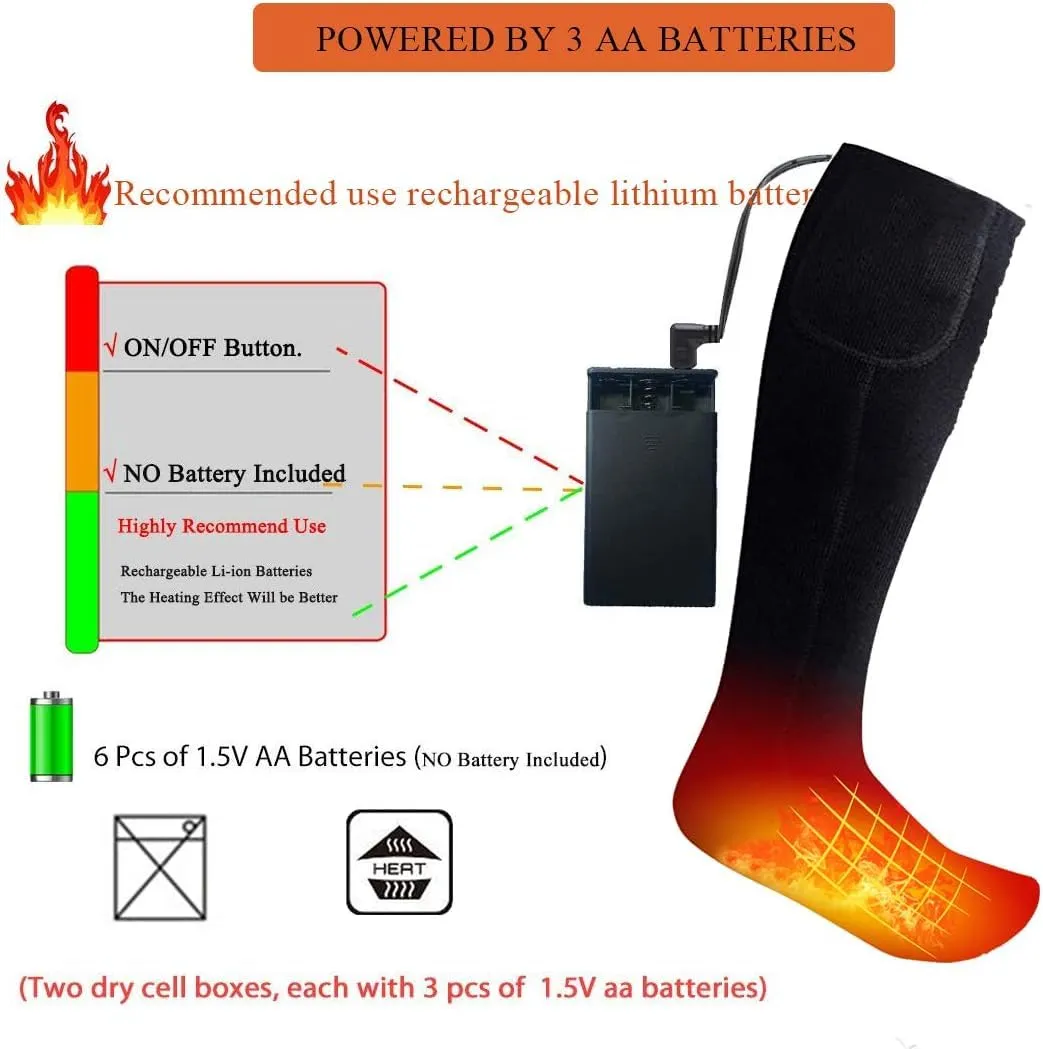 Heated Socks,Electric Heated Socks for Men & Women Winter Thermal Insulated Sock Battery Powered Heat Sox, Winter Foot Warmer Socks for Outdoor Sports