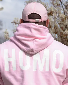 HOMO logo, white on pink - pullover hoodie