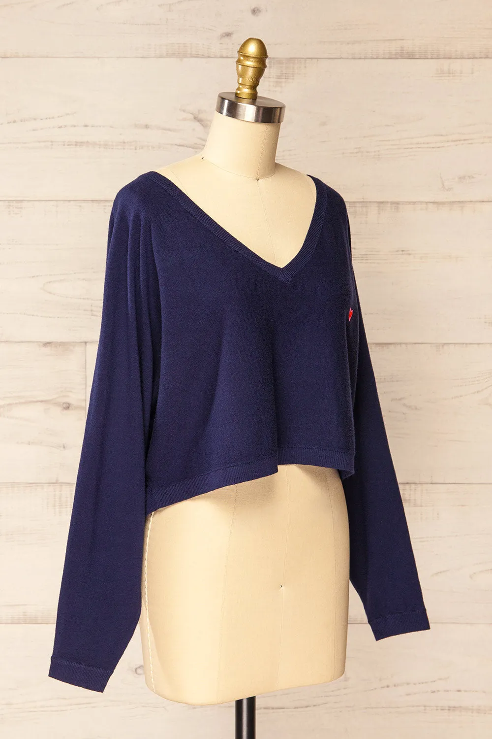 Ingleton Navy | V-Neck Crop Sweater