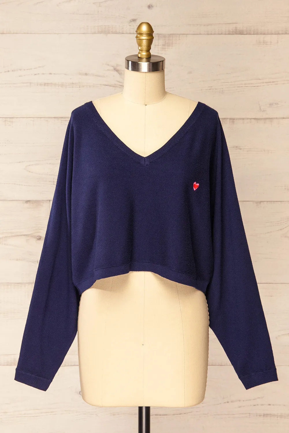 Ingleton Navy | V-Neck Crop Sweater