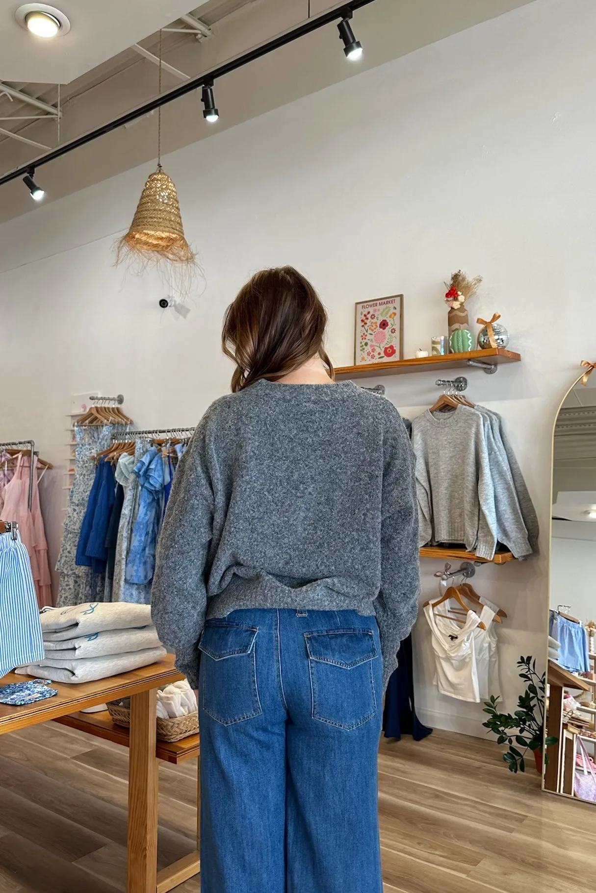 Jane Round Neck Sweater in Gray