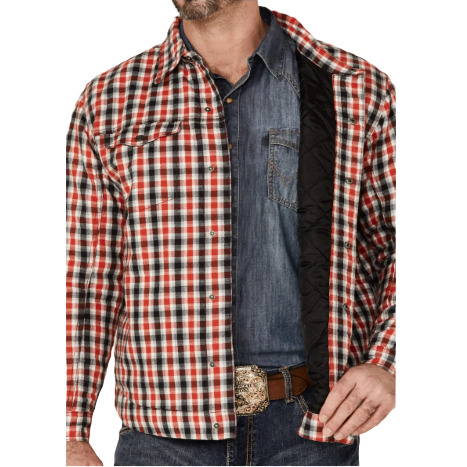 Justin® Men's Jackson Red and Black Plaid Shacket J-1458PLD